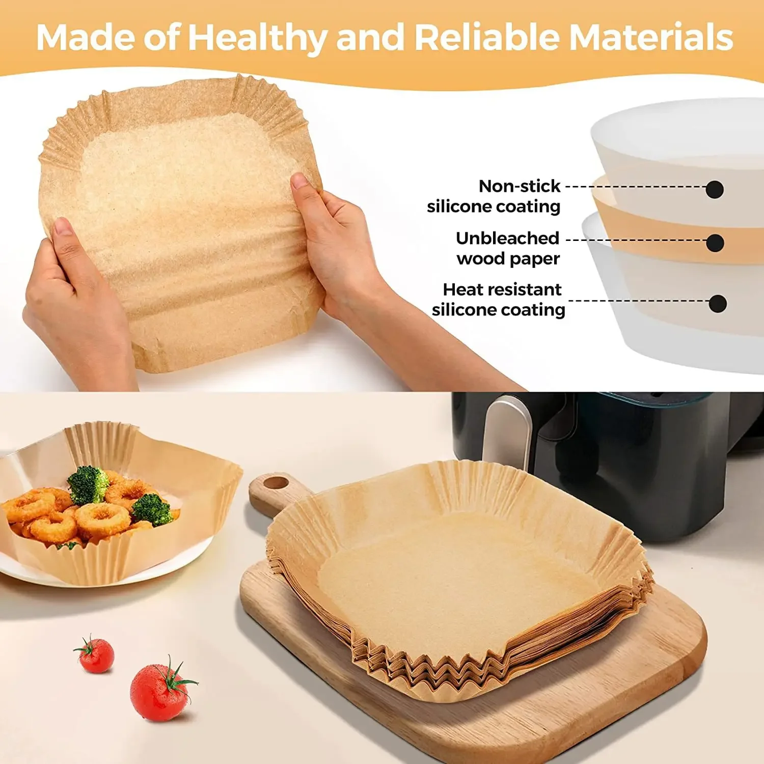 thumbnail interactive-video image 1 of 20 PCS Aluminum Foil Air Fryer Liners, Non-Stick Air Fryer Disposable Paper Liner, Food Grade Aluminum Foil For Baking, Frying, Grilling, Roasting 1 of 9