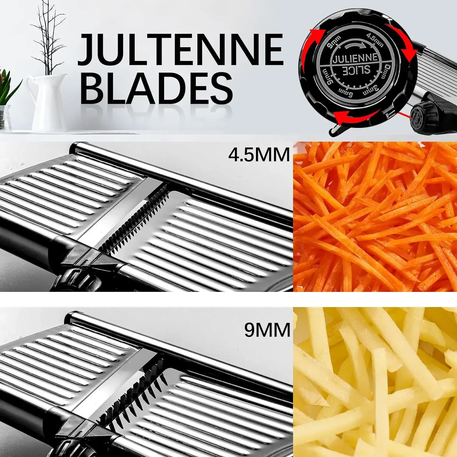 Mandoline Food Slicer, Adjustable Mandoline Slicer for Kitchen, Stainless Steel Mandolin Vegetable Chopper for Potato/Tomato 4