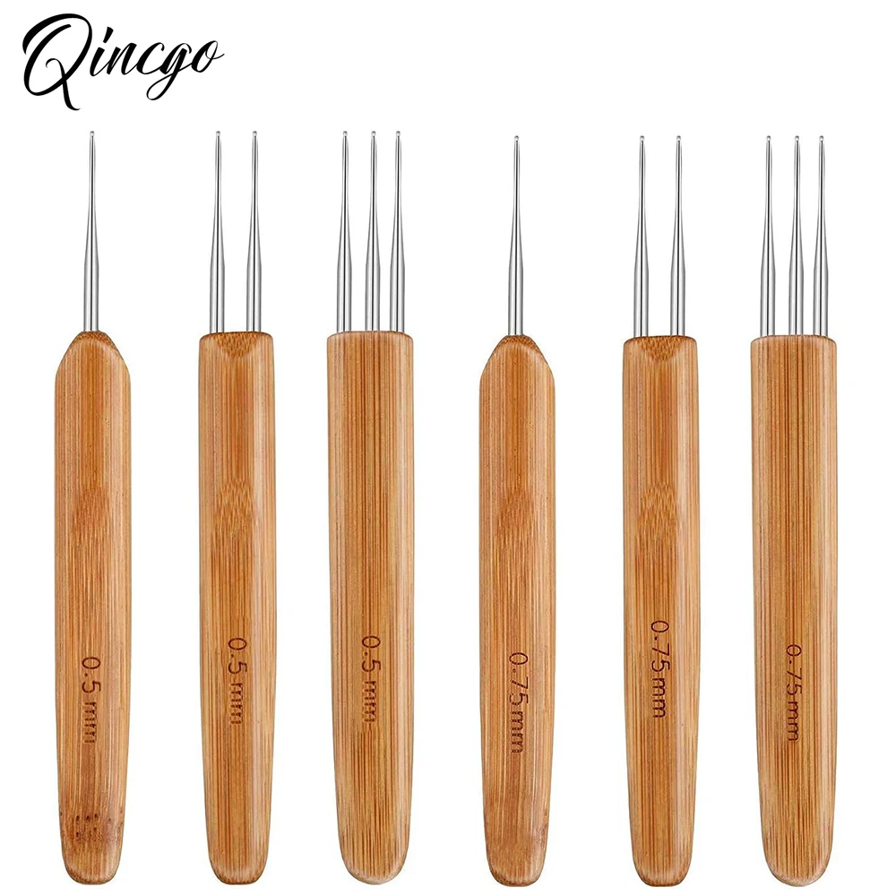 

3Pcs/Set Bamboo Handle Locs Crochet Needle Steel Crochet Hook Lock For Braided Hair Braids Hair Weaving Dreadlock Crochet Hook