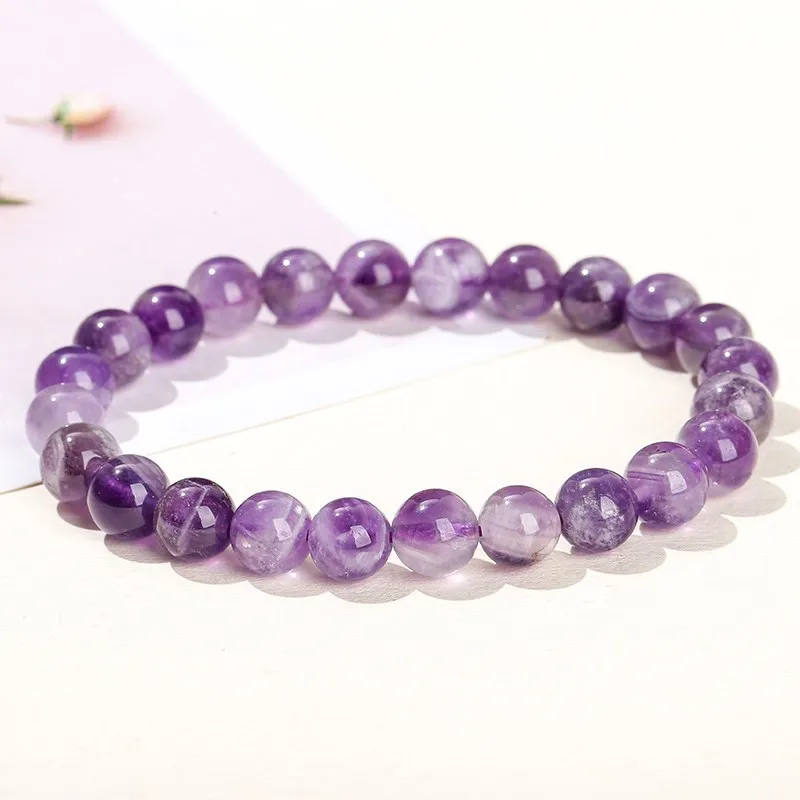 JD Natural Dream Lace Amethyst Stone Beaded Bracelets Women Purple Crystal Quartz
