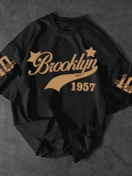 American style new summer men's 1957 letter print comfortable and breathable round neck T-shirt outdoor street style top