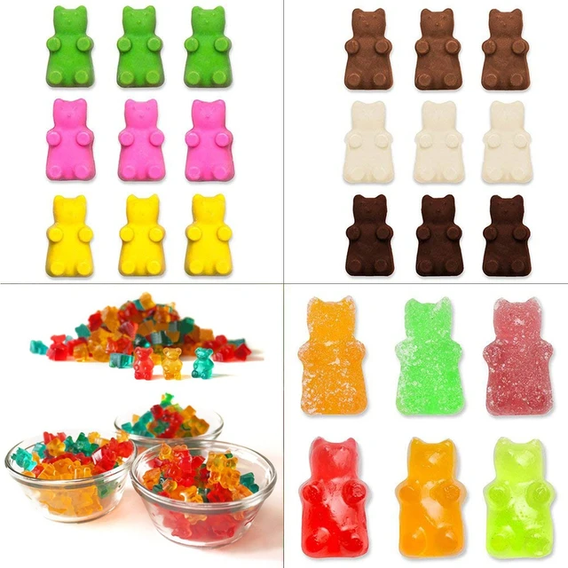 150 Cavities / 3 Trays Gummy Bear Candy Molds Silicone - Chocolate