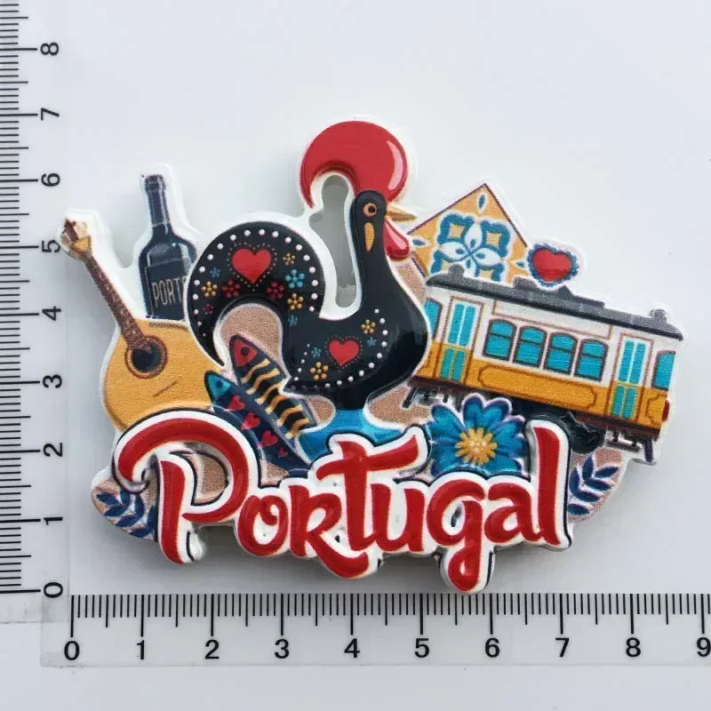 Portugal Fridge Magnets Tourist Souvenir Portuguese Cock Lisboa Tram Guitar Magnetic Refrigerator Sticker Collection Travel Gift