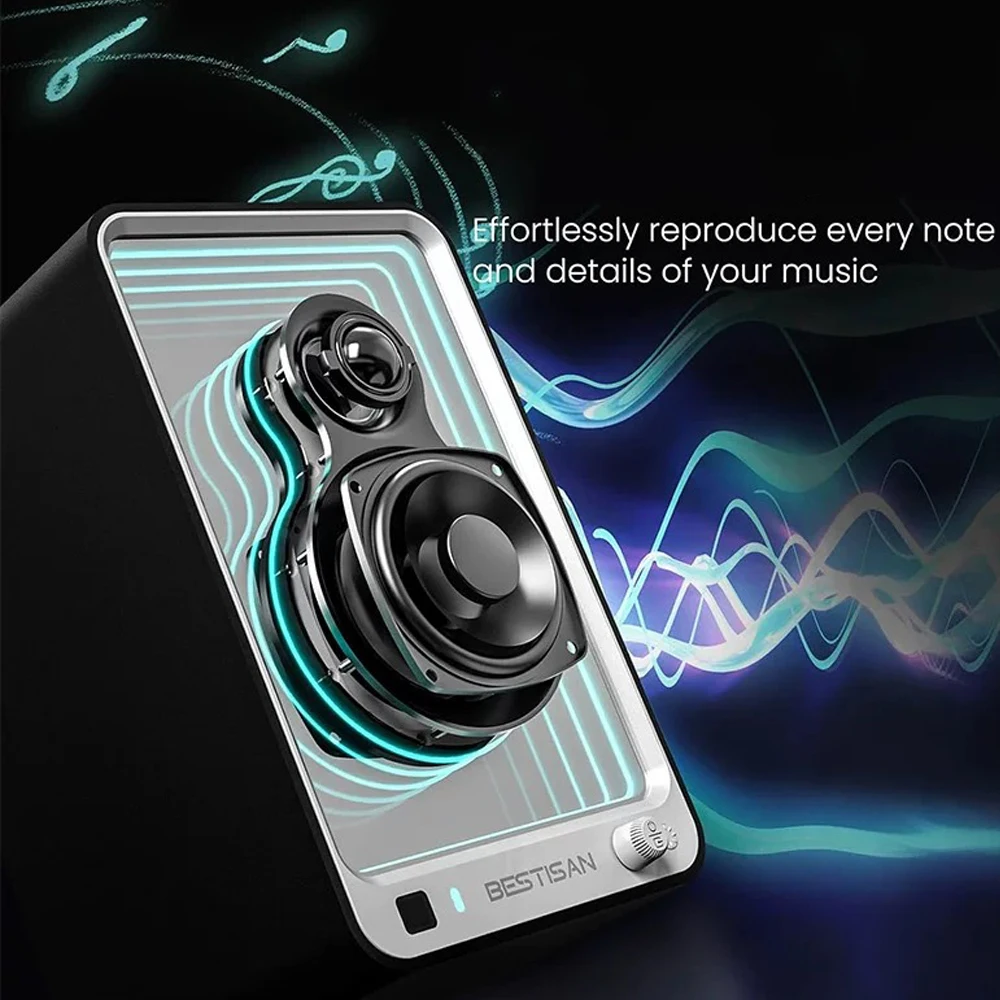 BESTISAN SR15 Active Monitor Bluetooth Speakers 100W Light Effects With Charger LDAC Codecs RCA Aux USB Inputs Bookshef Speakers