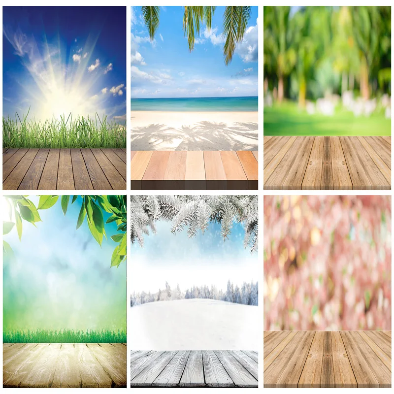 

Spring Forest Wooden Floor Photography Backgrounds Sky Sea Scenery Baby Portrait Photo Backdrops Studio 21415 FGM-03