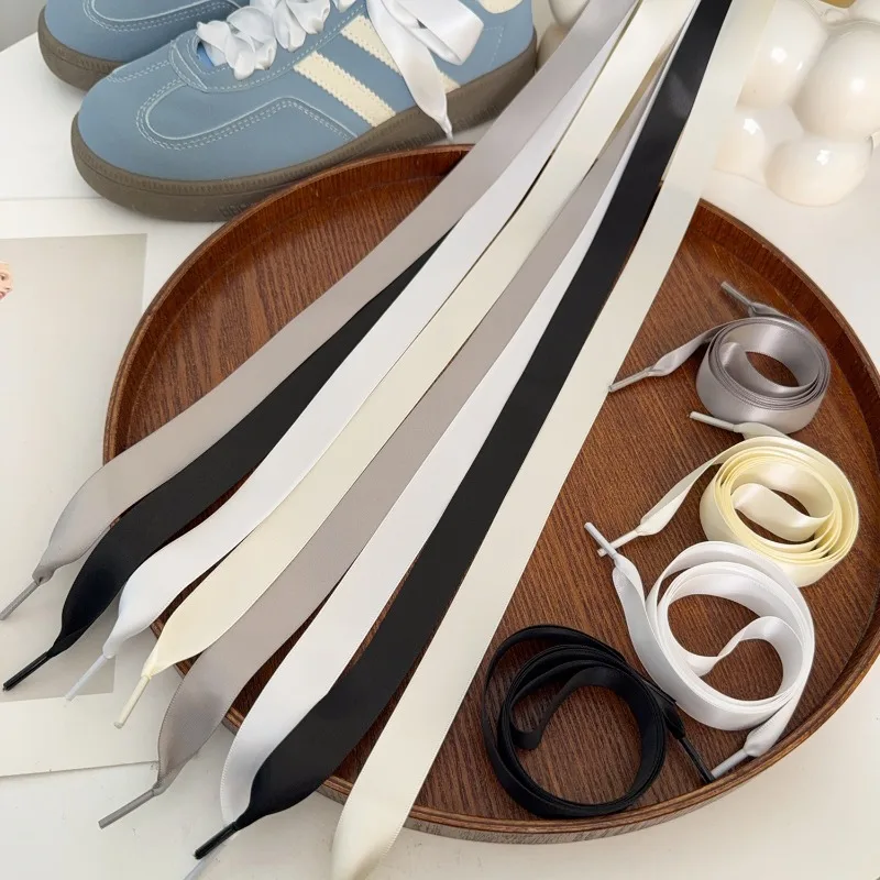 Satin Silk Ribbon Shoelaces Woman Girls Y2K White Sweet for Sneakers Premium Decorative Shoes Charm Laces 120CM shoe laces shoe accessories