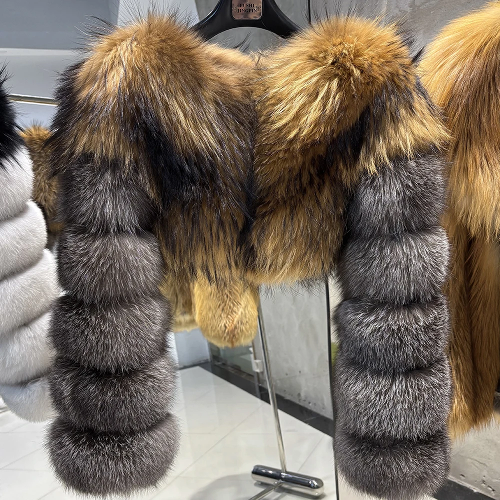 YOLOAgain リアルフォックスファージャケット女性ナチュラルアライグマ