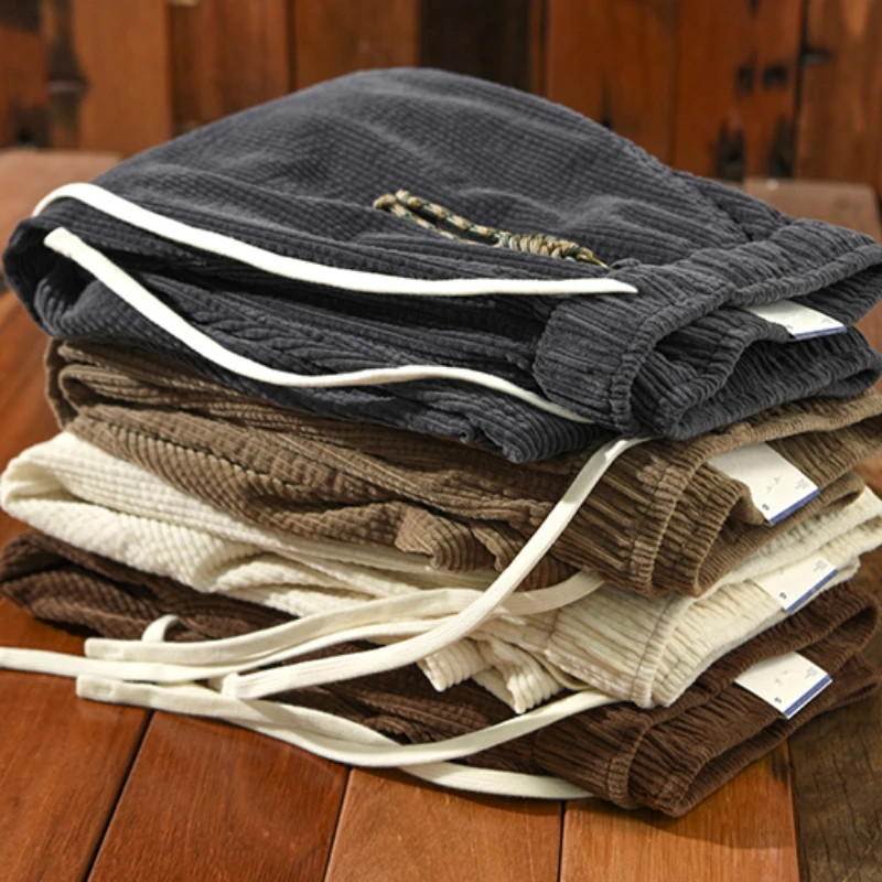 Men Cargo Pants Autumn Retro 100% Cotton Casual Joggers