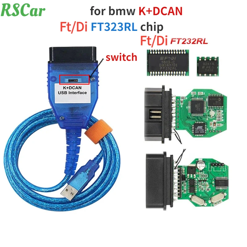 

Новые K + DCAN Ft/Di 9241A USB кабели с переключателем для Inpa FT232RL полные чипы OBD2 Диагностический кабель для BMW Car K + DCAN K + CAN K-Line