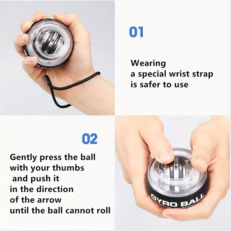 Description Picture 2 of item1PCSelf-starting Gyro Ball Gyroscopic Power Wrist Ball Forearm Exerciser Arm Hand Muscle Force Trainer Gyroball Home Gym
