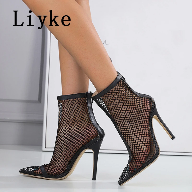 Summer Knee-high Mesh Boots Woman Sexy Platform Booties Pink Fashion Heel  Shoes - Women's Boots - AliExpress