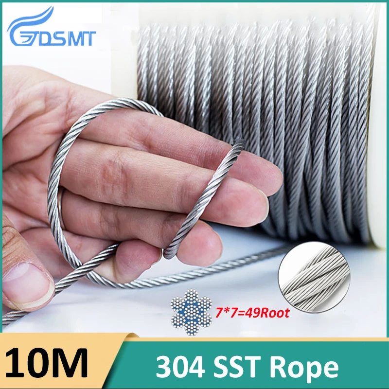 10m Câble en acier inoxydable revêtu 2 mm Corde en acier Câble