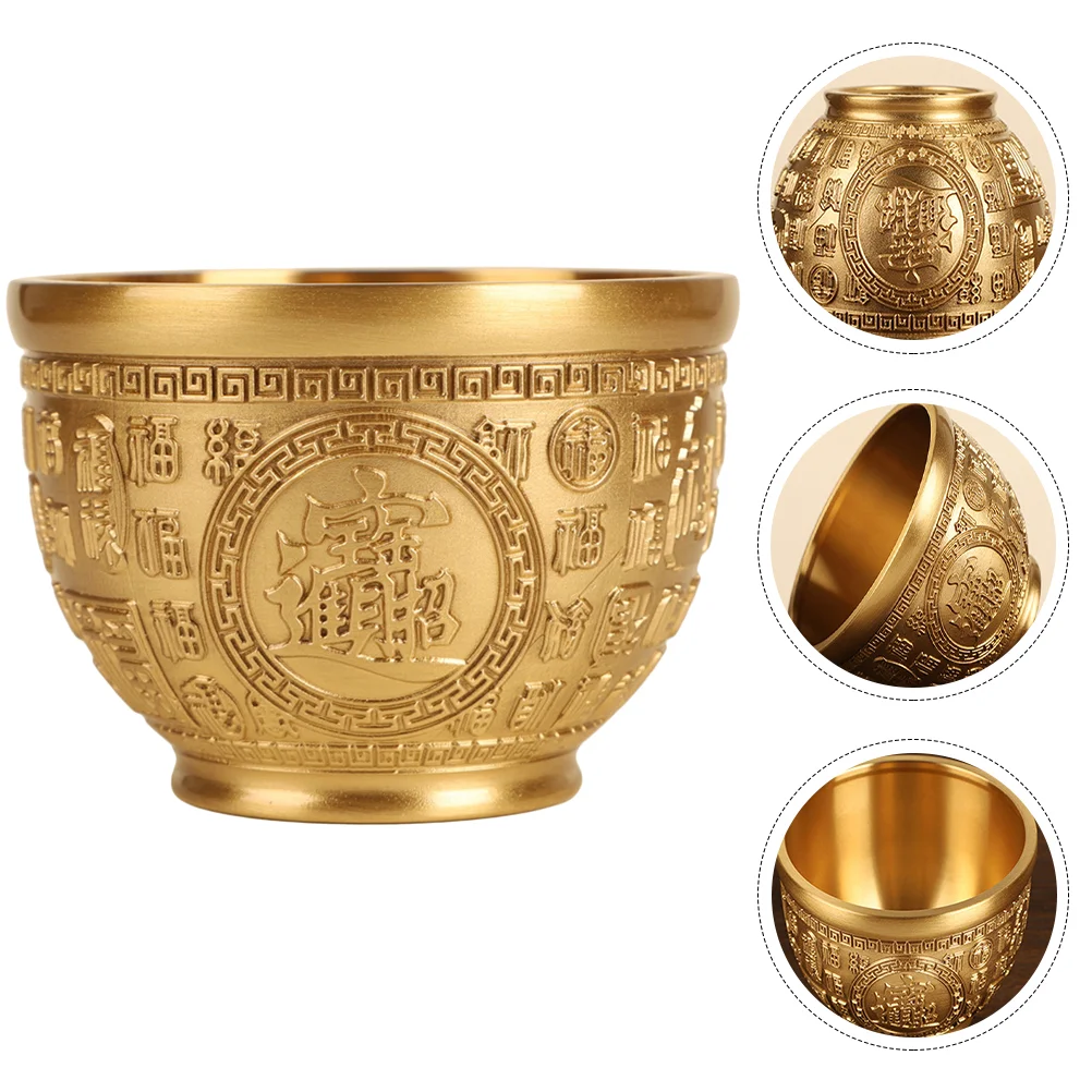 

Brass Treasure Bowl Desktop Decor Chinese Style Treasure Bowl Offering Bowl Home Office Cordon Basin Copper Cylinder Artifact
