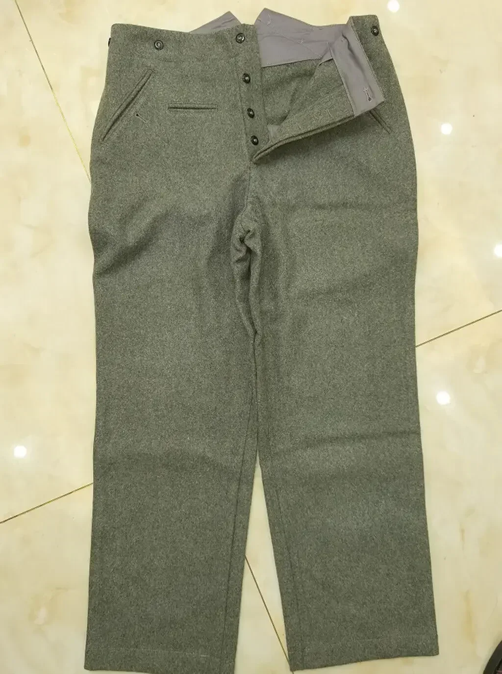 Reproduction GERMAN EM M40 FIELD GREY GREEN WOOL TUNIC & TROUSERS suit Military Exercise Uniform