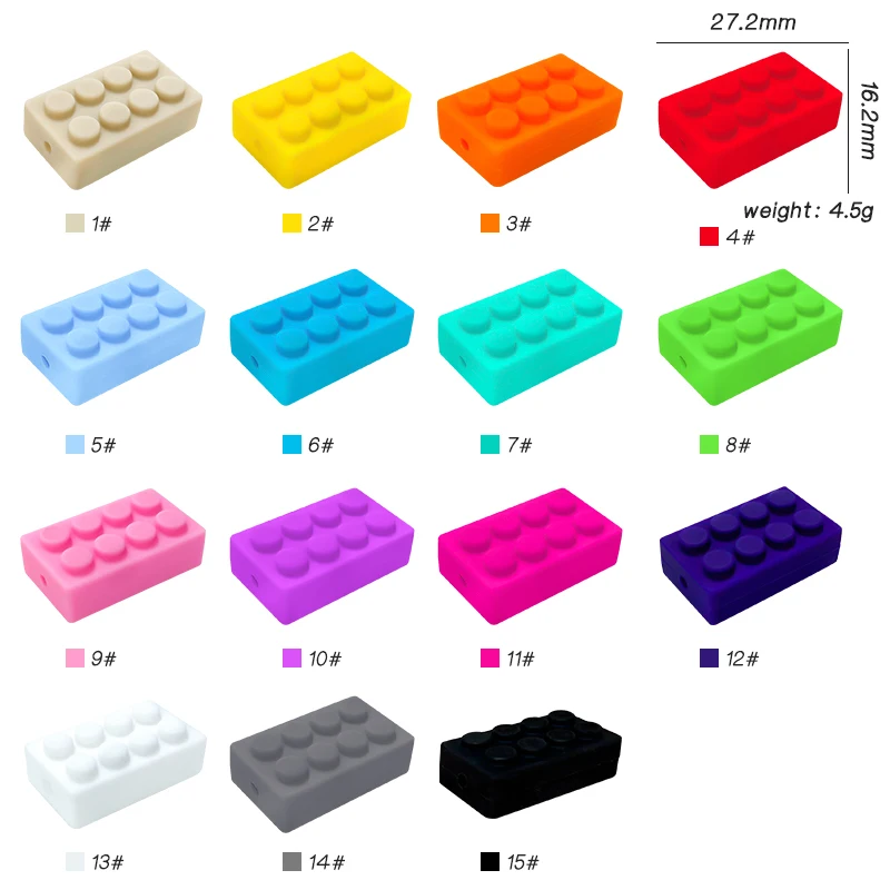 실리콘  식품 등급 레고 빌딩 블록 비즈,  구강 관리, DIY 젖꼭지 체인 액세서리,  치아 장난감 선물, 10 개