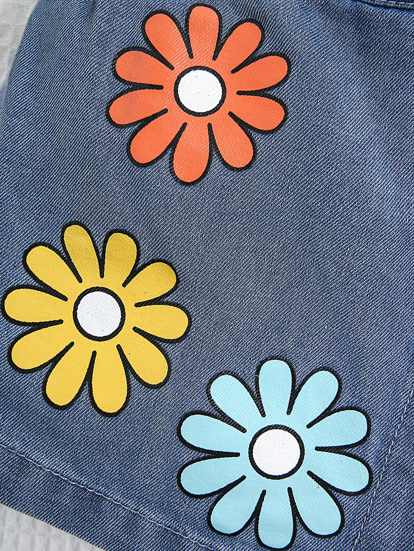 New girls and kids design floral denim patchwork shorts