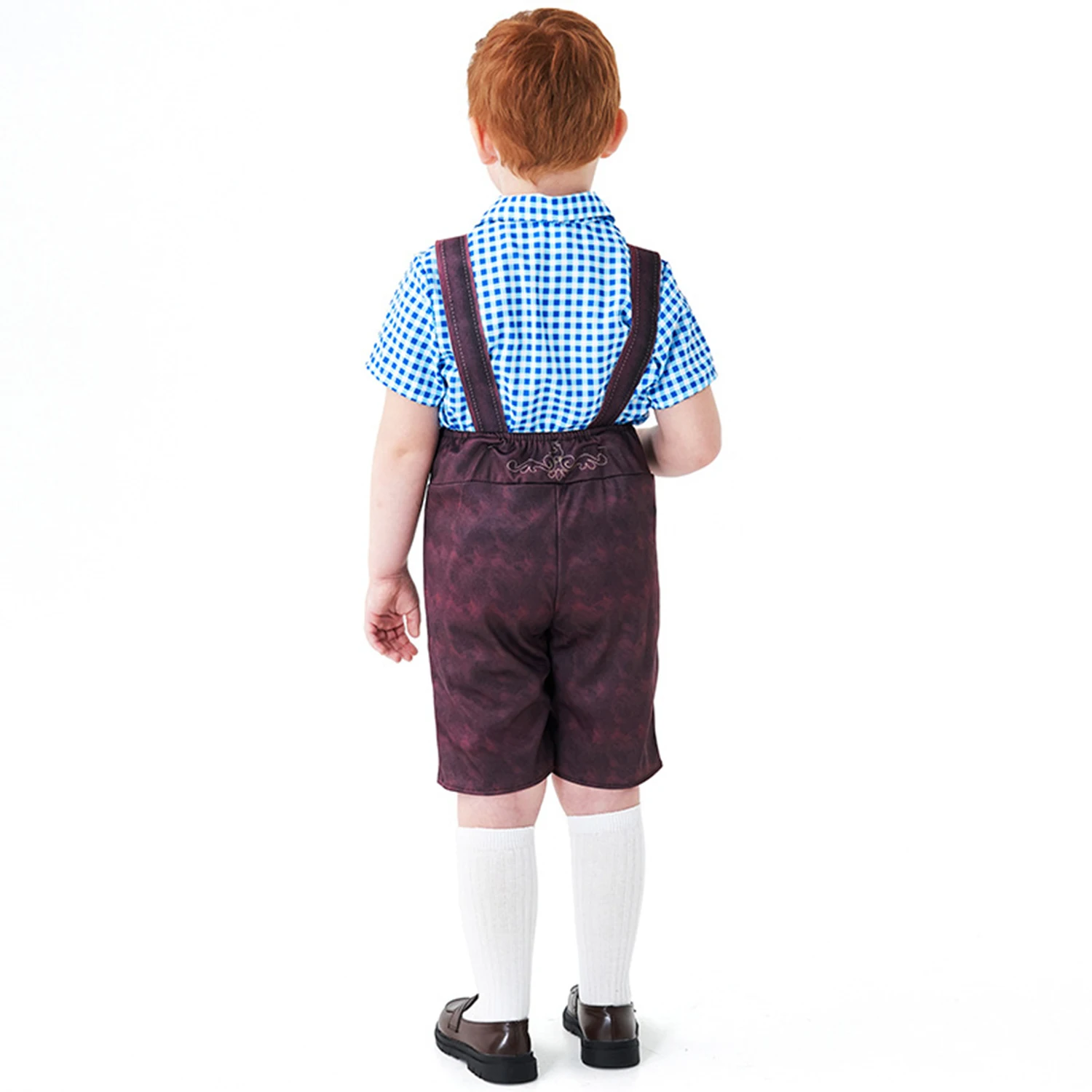 Kids Boys Oktoberfest Costume Dirndl Bavarian Plaid Cosplay Shirt Pants Carnival Halloween Fancy Party Dress