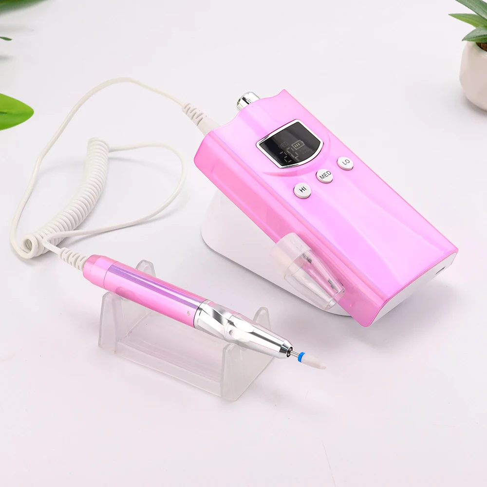 35K Brushless Cordless Nail Drill Machine 35000RPM Portable Rechargeable Manicure Electric Nail File Drill Special Desktop Base 3