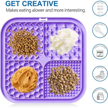 Pet Licking Mat Silicone Pet Food Suction Cup Licking Mat Slow Feeding Mat Anti-choking Slow Food Basin 2