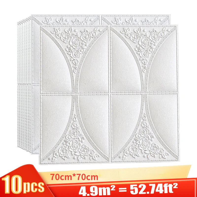

10Pcs 3D Stereo Wall Stickers Foam Wallpapers Self-Adhesive Ceiling Panels Decorative DIY Roof Kid‘s Room Living Room Home Decor
