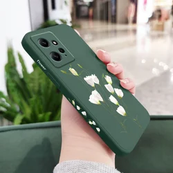 Elegant Lily Liquid Silicone Phone Case Cover for Redmi Note10(10S) (Dark Green)