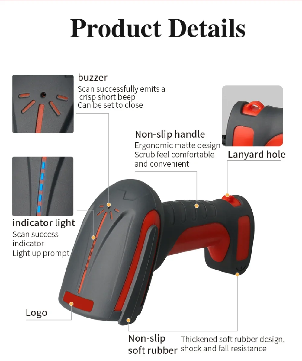 2D QR High Performance Anti-Drop Industrial Barcode Scanner