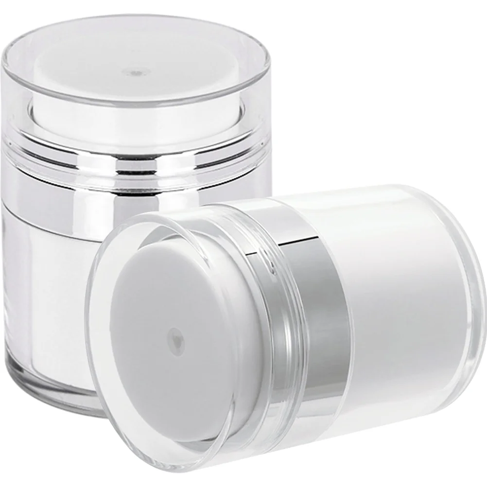 

2 Pcs Bottled Air Pump Travel Containers Jars Lotion Face Moisturizer Push down with Plastic Airless for Lotions and Creams
