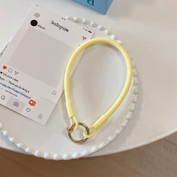 Silicone Phone Lanyard with Stylish Anti - Loss Pendant and Strong Wrist Strap (Yellow)