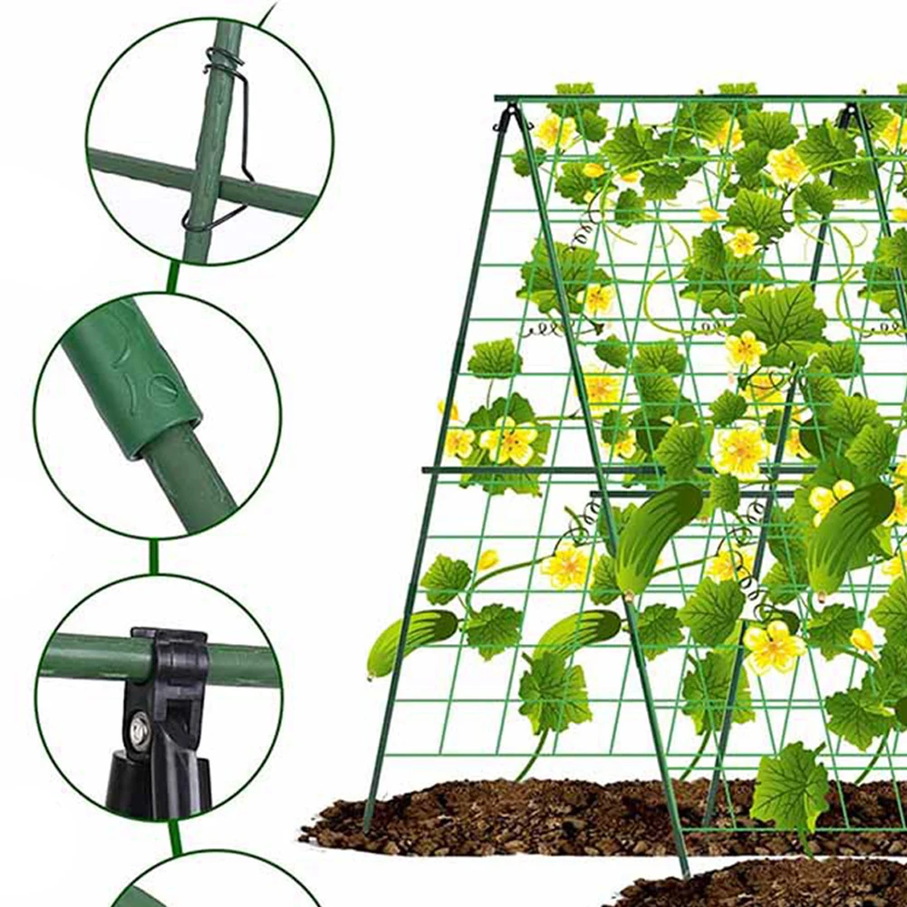Foldable Cucumber Trellis Raised Bed Rust Resistant Breakage Resistant Classic Triangular Design Splicable Design