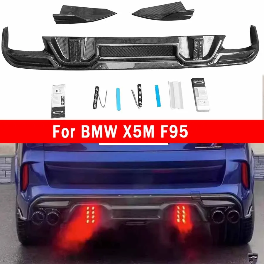 

For BMW X5M F95 X6M F96 2019+ Carbon Fiber Car Rear Bumper Diffuser Rear Splitters Spoiler Back lip shunt L Upgrade body kit