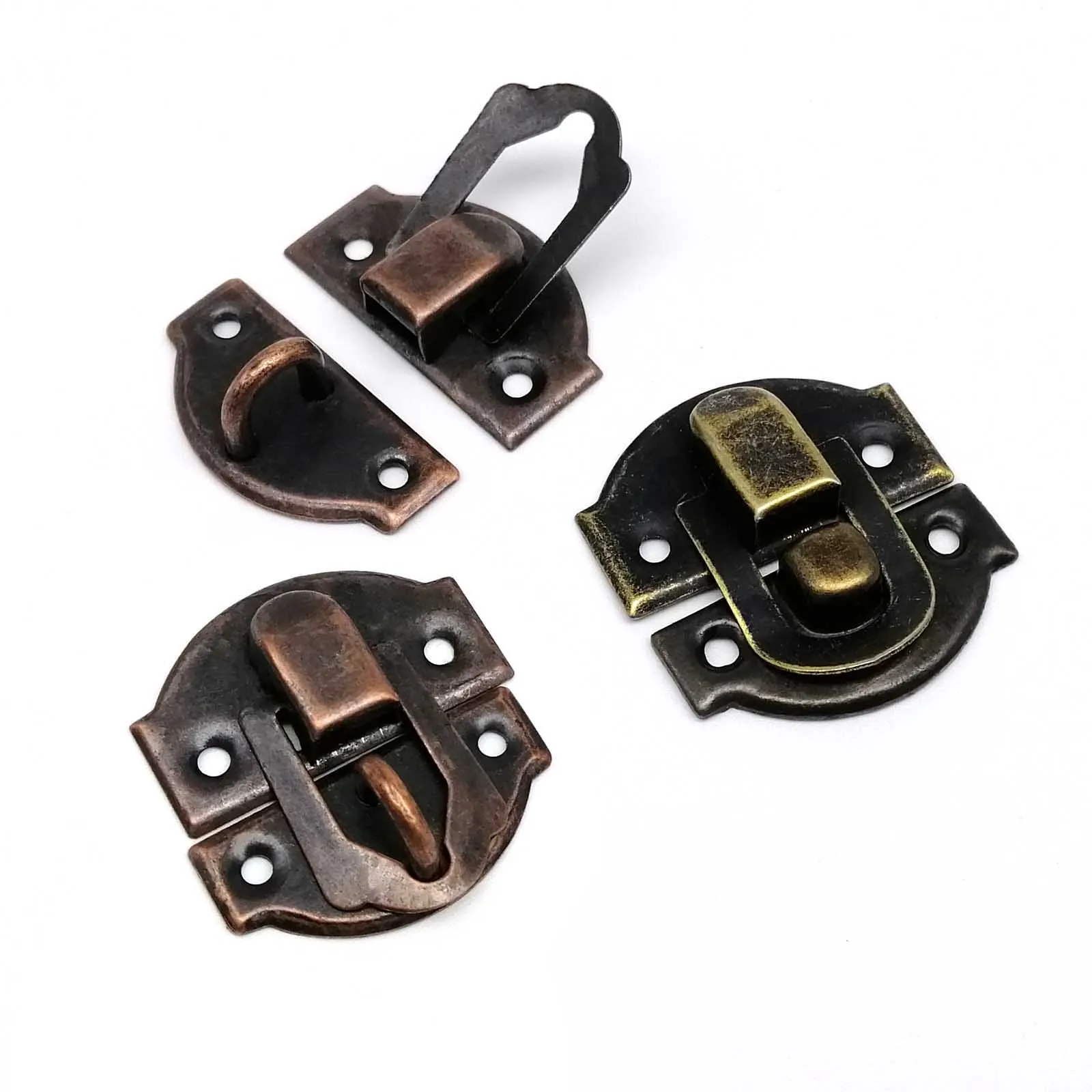 Jewelry box 12pcs Mini Small Gold Silver Bronze Jewelry Chest Gift Wine Wooden Box Case Toggle Latch Hasp Hook Can Lock Lockable With Screws