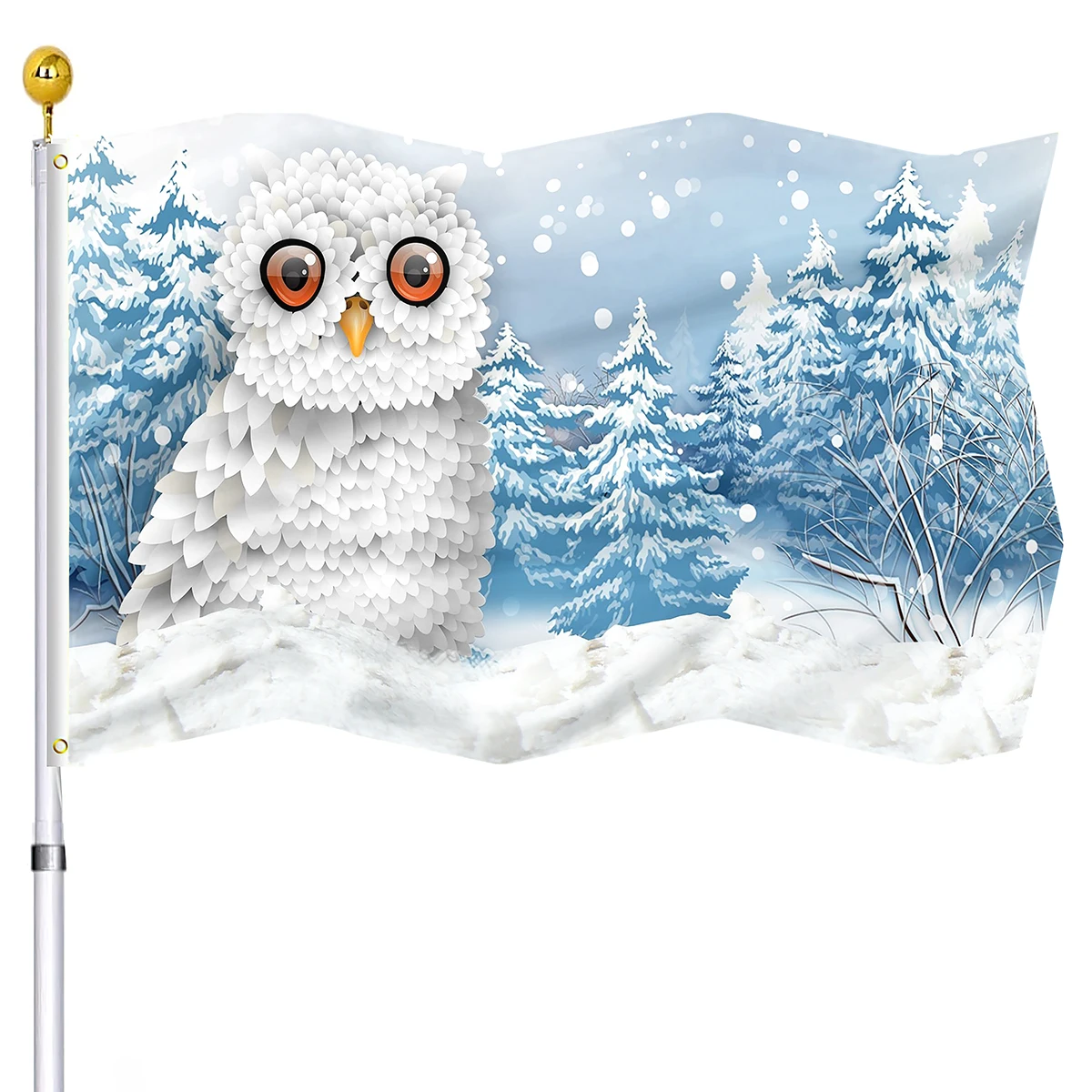 

Winter Owl Flag Snow Forest Home Decorative House Yard Outdoor Decorations Flags with Brass Grommets Wildlife Flag for Women Men
