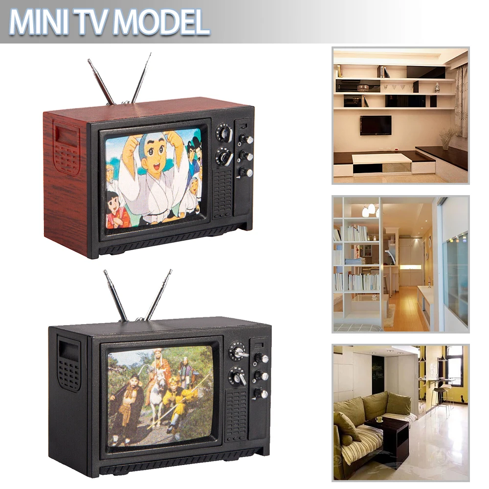 

1pc 1/12 Dollhouse Mini Television Kids Pretend Play Toy Vintage TV Model Simulation Furniture Toys Decoration Accessories