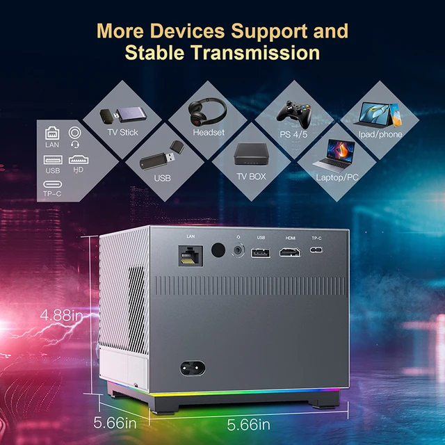 XNANO 300ANSI Projector 8K/4k WiFi 5G Voice Remote Portable Smart Movie Projector with LED Lighting BT5.0 Bulit-in More App