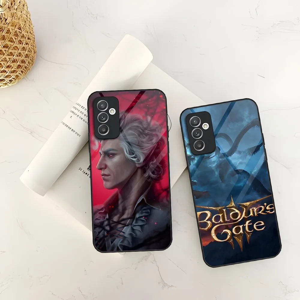 B-Baldurs Gate 3 Custodia Per Telefono Per Samsung S23 S30 S21 S20 S22 S9 S24 S10E Note 20 10 Pro Ultra Plus Cover Posteriore Con Design In Vetro