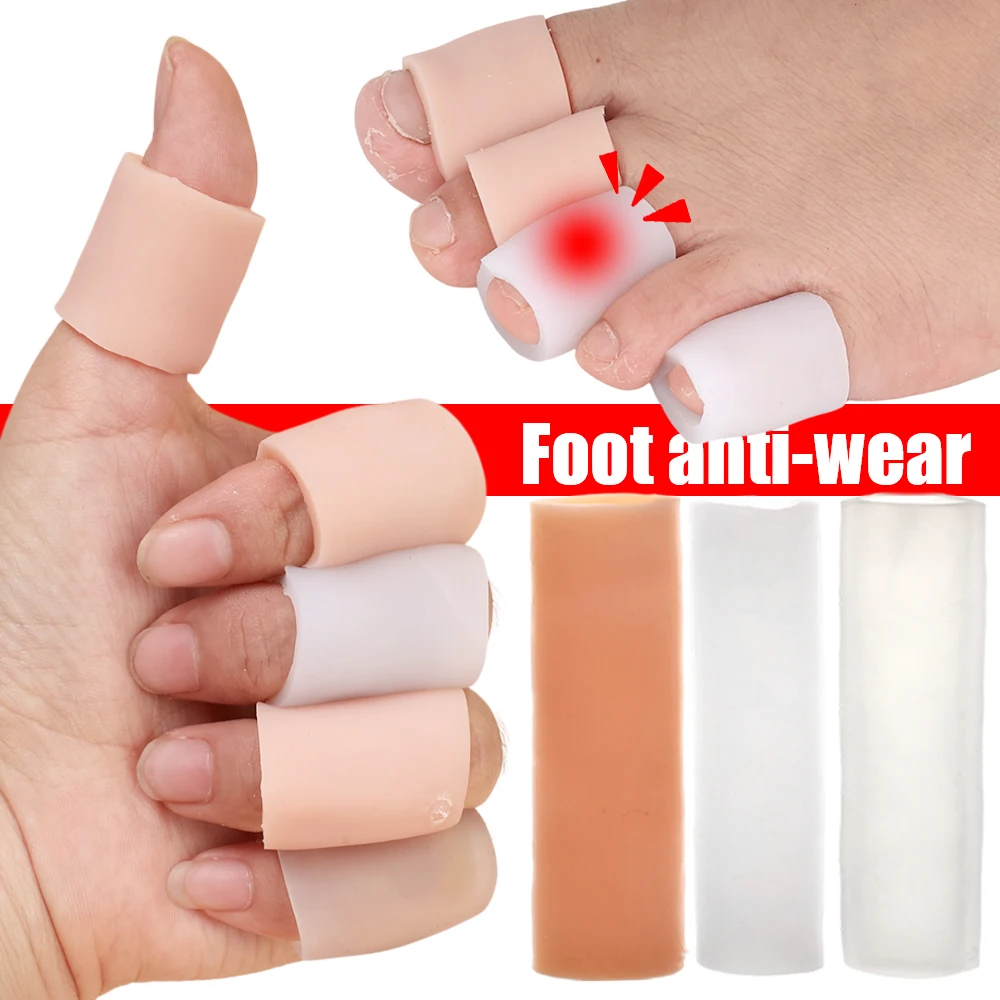 Silicone Gel Foot Finger Protector Cover Cushion Tubes Sleeves Anti-Friction Blisters Prevention 2pcs toe protectors