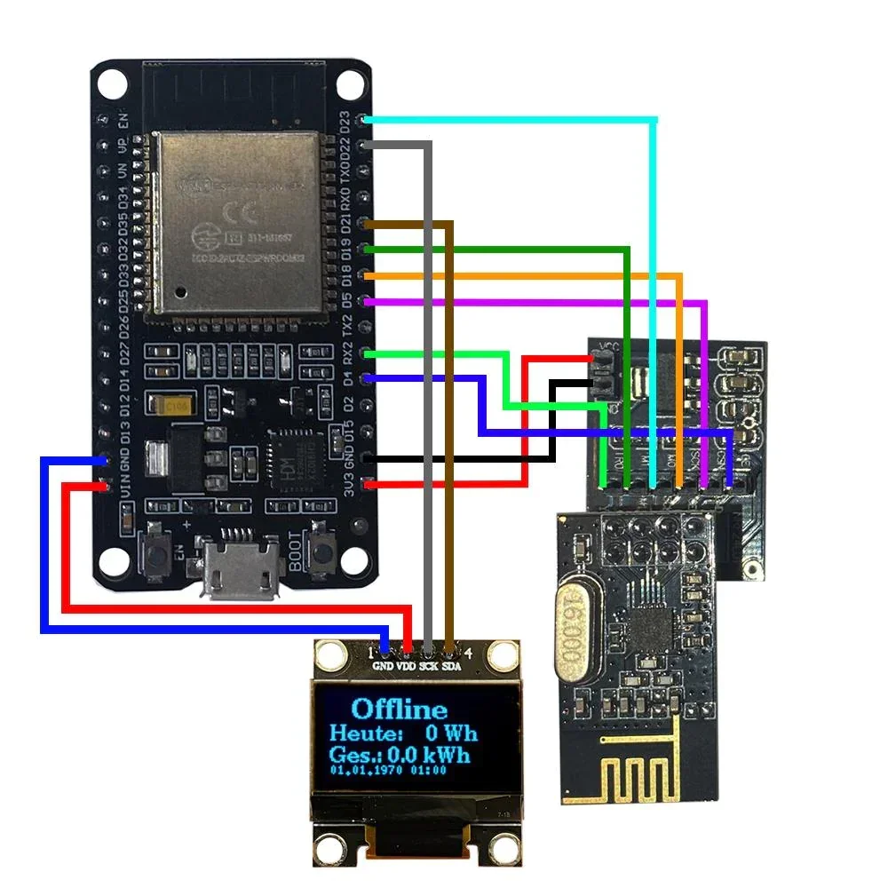 OpenDTU For Hoymiles DIY Kit ESP32+NRF24L01+Cable+ Display+Module + Socket Plug-and-play Ready For Hoymiles Inverters opendtu kit