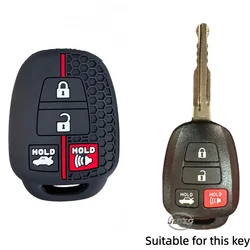 Silicone Rubber Car Key Protector Cover - 4 - Button Key Fob Shield (Black)
