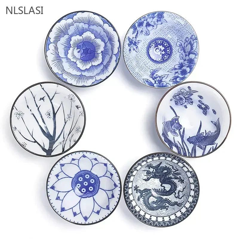6 sets Chinese ceramic cups fish cups blue and white teapot small porcelain tea bowl tea cup teaset accessories drink Drinkware teapot cup set