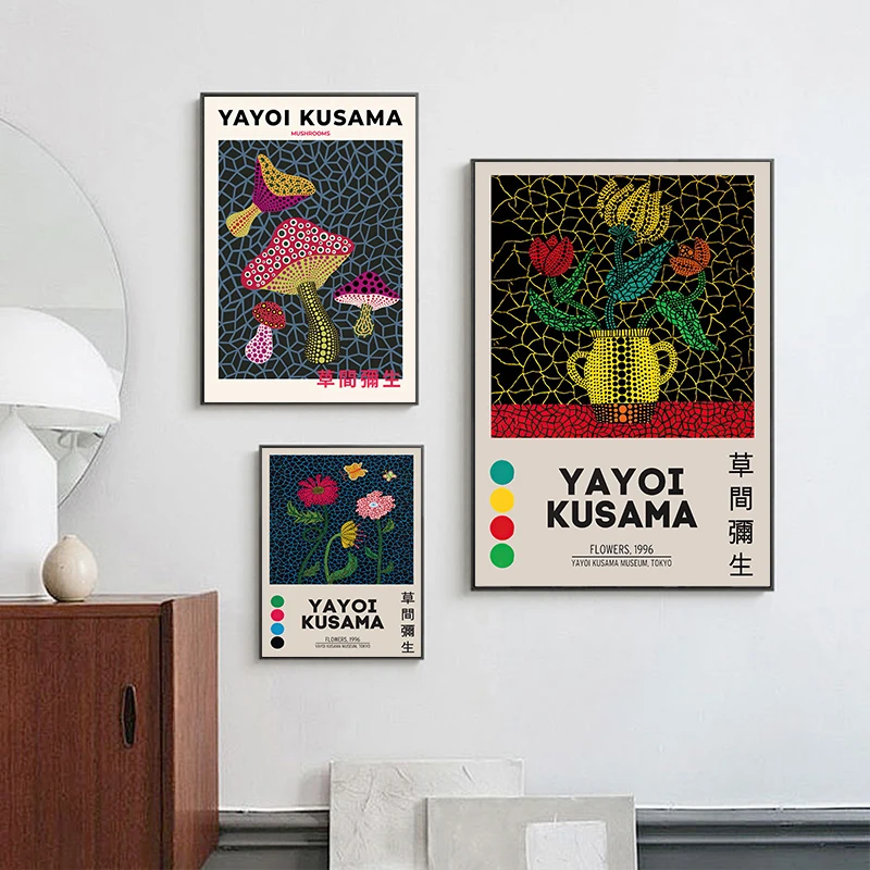

Yayoi Kusama Exhibition Poster Abstract Pumpkin Print Gallery Wall Art Canvas Painting Poster on Nordic Home Decoration Wall