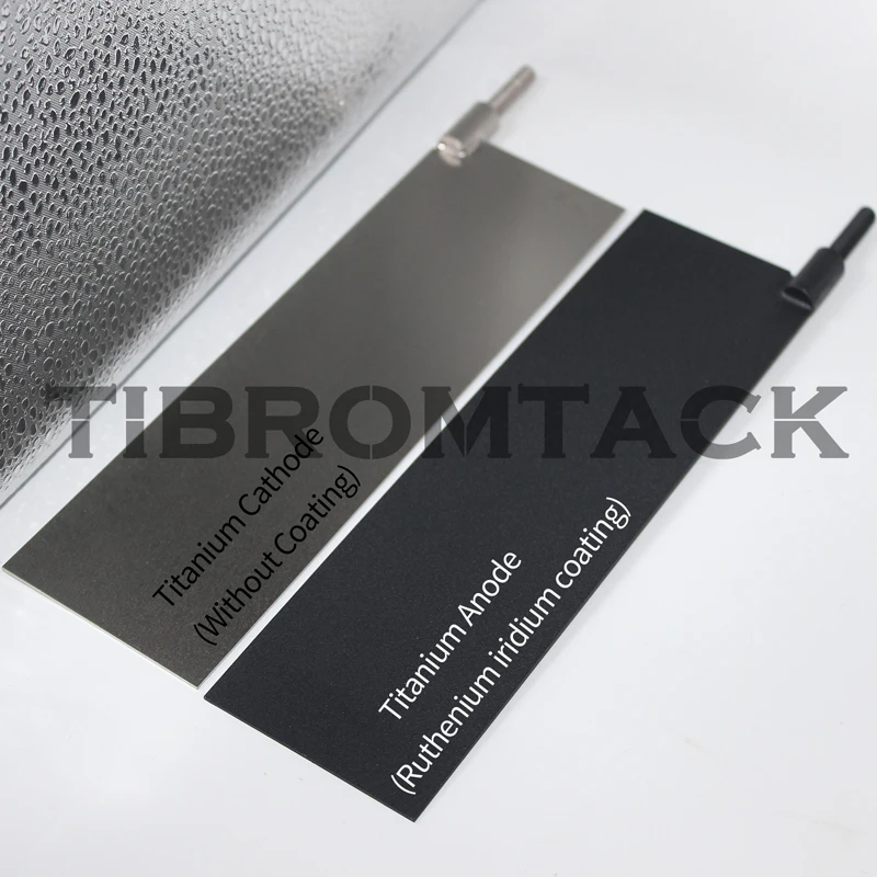 Ru/Ir 코팅 티타늄 양극판 + 순수 티타늄 음극판(200x60x1mm) 단자 포함 전기 도금 무료 배송
