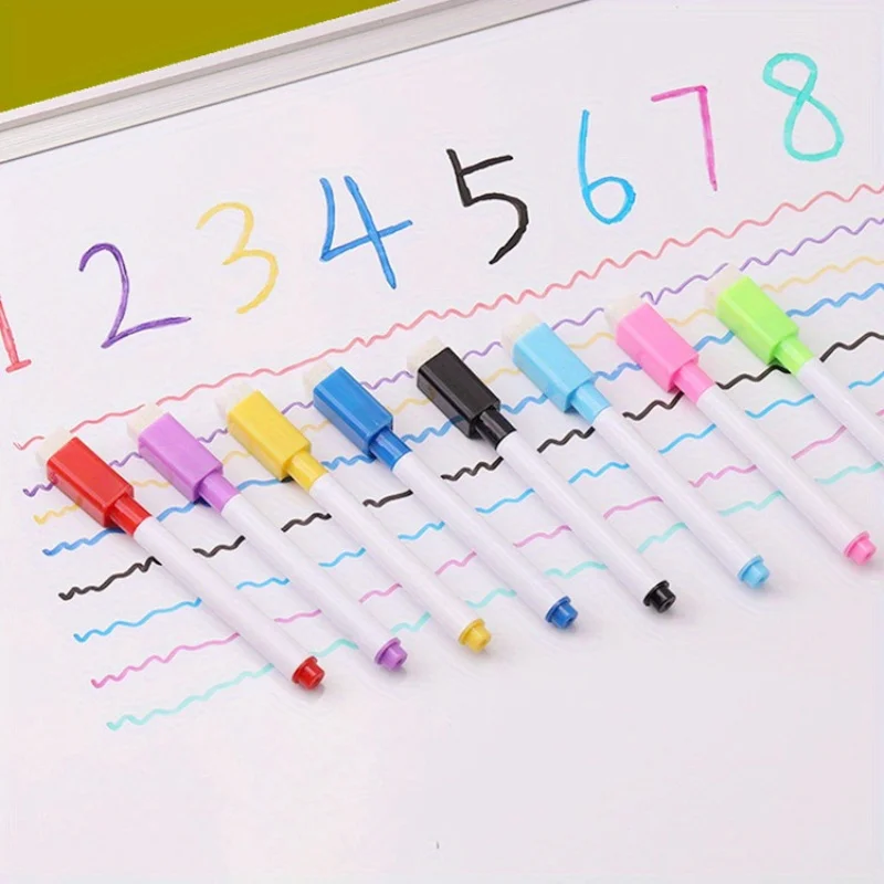 Vibrant 8-Color Dry Erase Markers with Magnetic Eraser – Ideal for Office, Home, and Creative Gift Giving