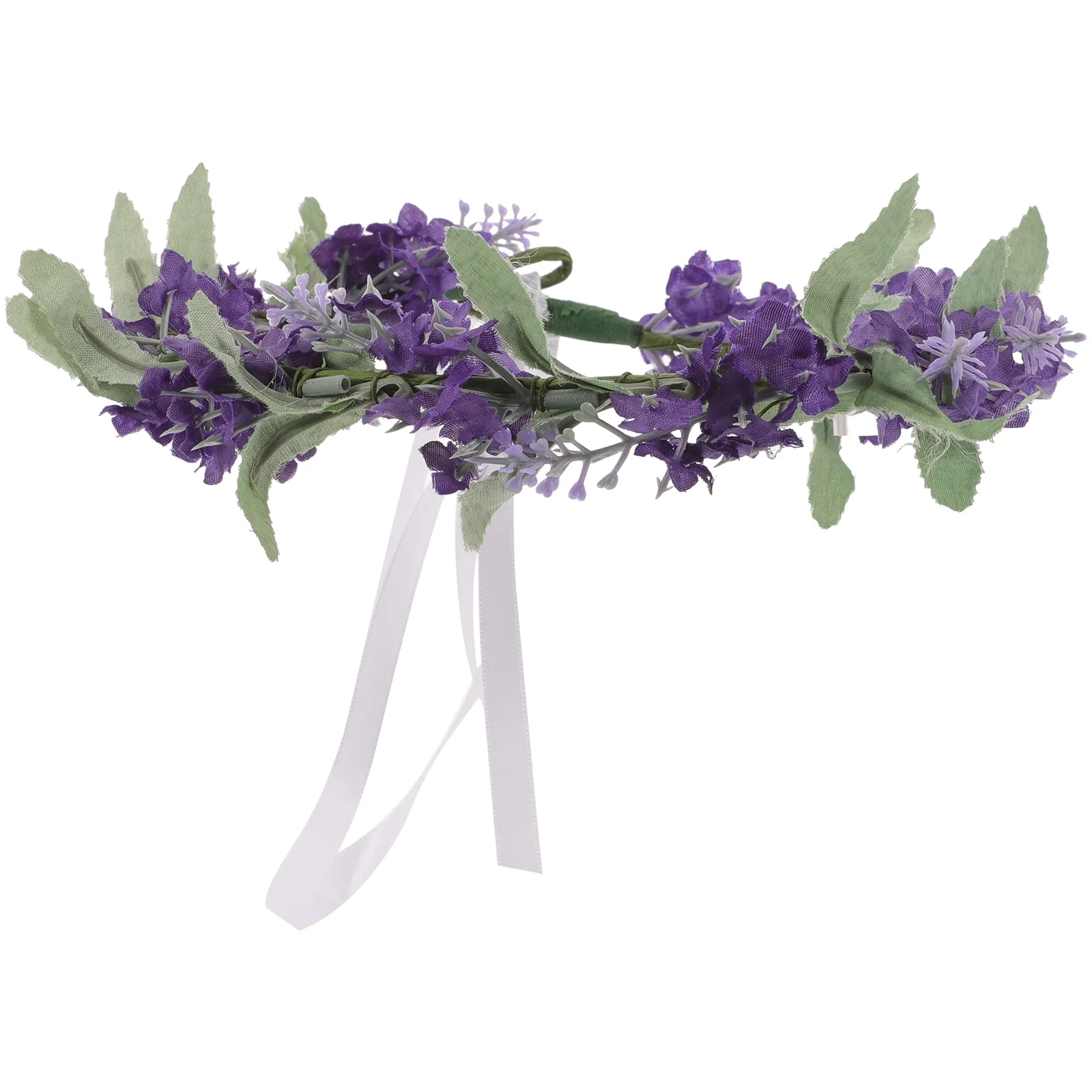 

Lavender Hair Accessories Bridal Floral Headband Bands Flower Garland Headpiece Wedding Crown
