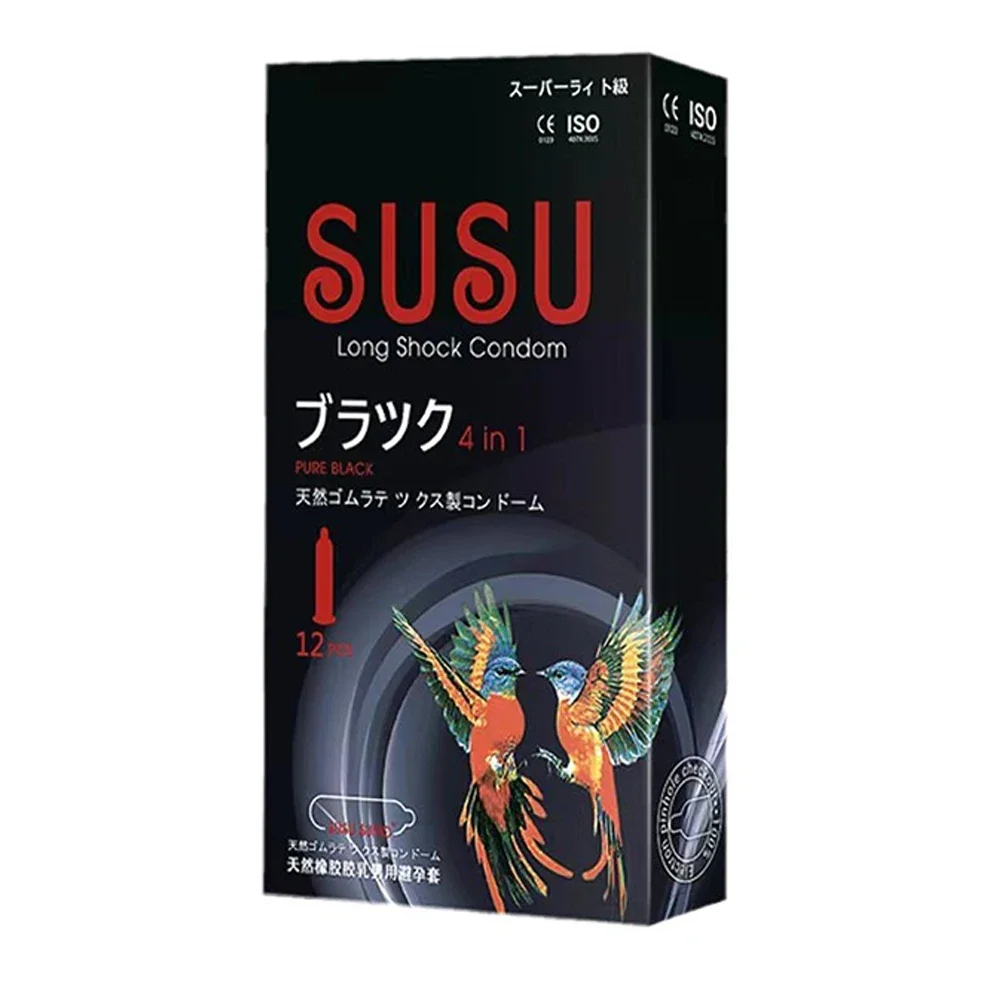 12PCS Big Dots Condoms for Men Penis Ejaculation G Spot Dotted Ribbed Penis Sleeve Natural Latex Condom Sex Toys Preservatif