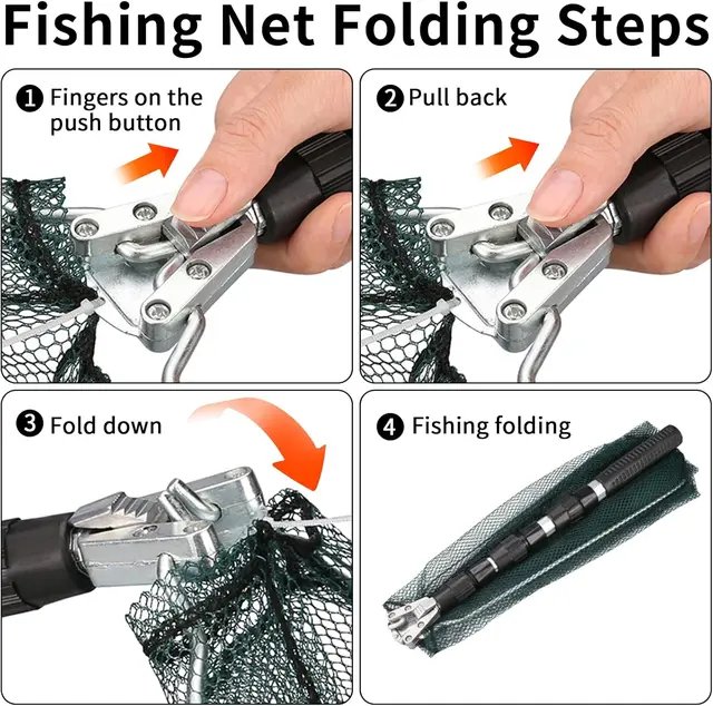 Fishing Landing Net Telescope Foldable Collapsible Extensible Fishing Net for Bird Fish Catch Release with Glove and Storage Bag 4
