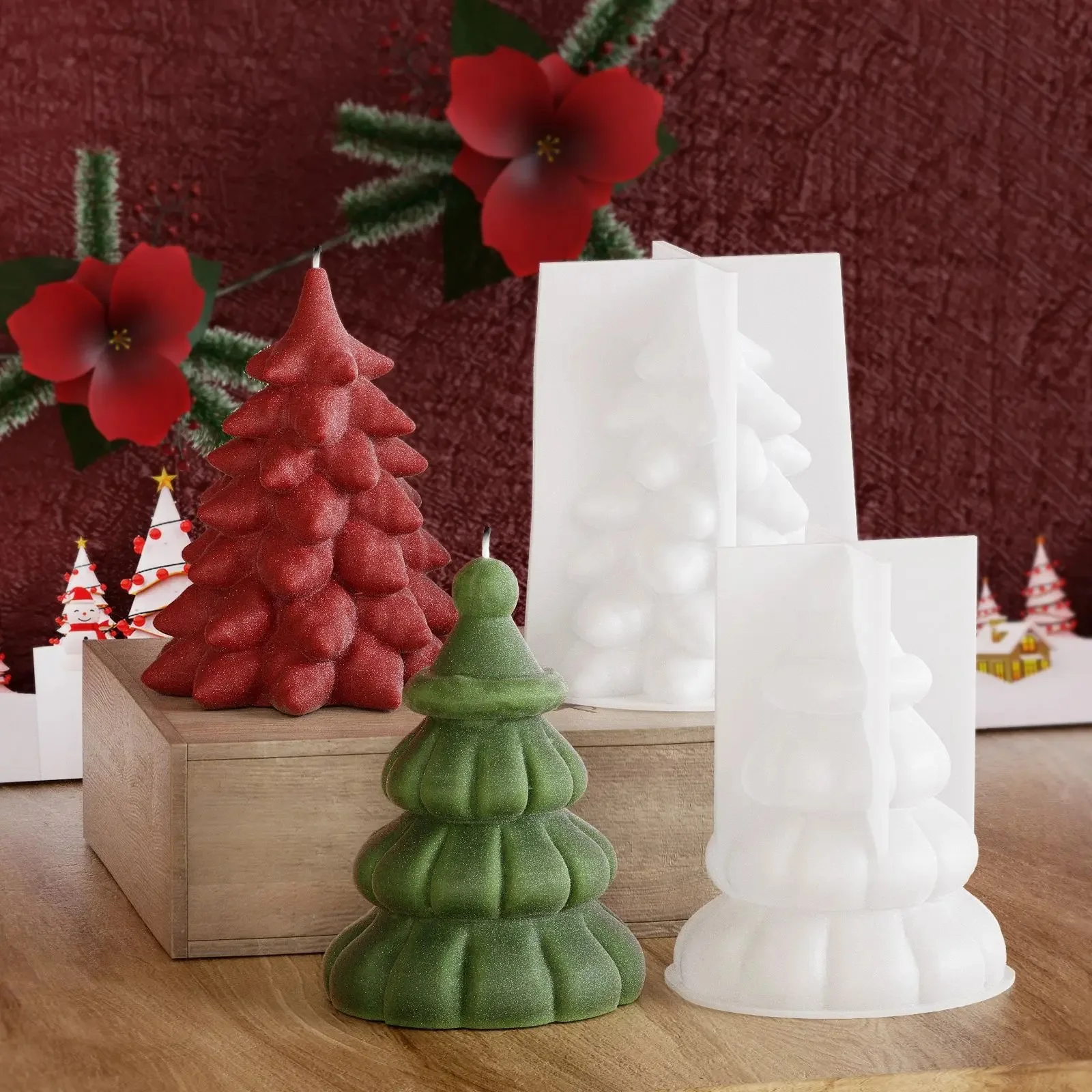 Christmas Series Candle Aromatherapy Mold Pine Tree Christmas Tree Grandpa Christmas Candle Silicone Mold Beeswax Candle Making