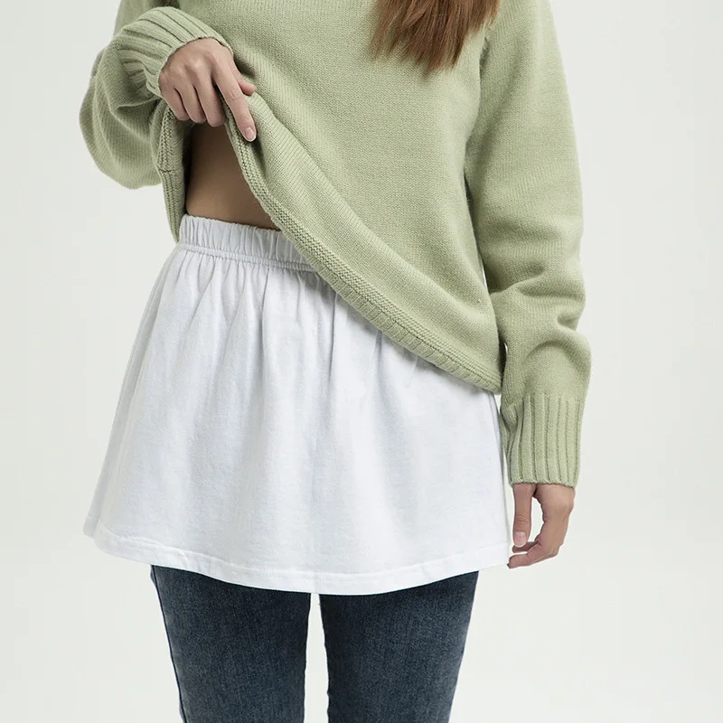 

New New Women Fake Skirt Tail Decorative Solid Color False Fake Blouse Skirts Cotton Detachable Apron Underskirt Accessories