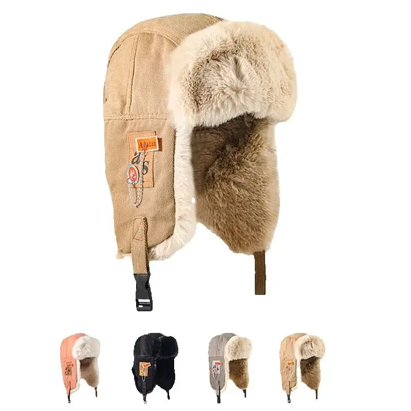 Men's winter trapper aviator trooper earflap warm Russian waterproof ski hat bomber cap Russian warm ear protectors hats winter hat