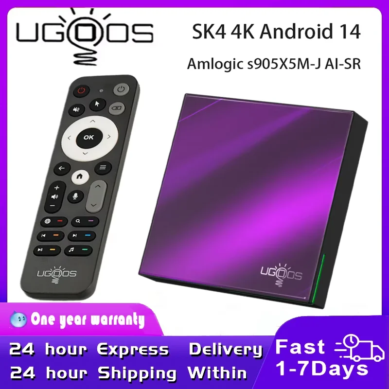 UGOOSSK4SmartTVBoxAndroid14AmlogicS905X5M-JBT5.4LPDDR44G64GAI-SRAV1HDR10+SupportDolbyAudioSetTopBox-AliExpress