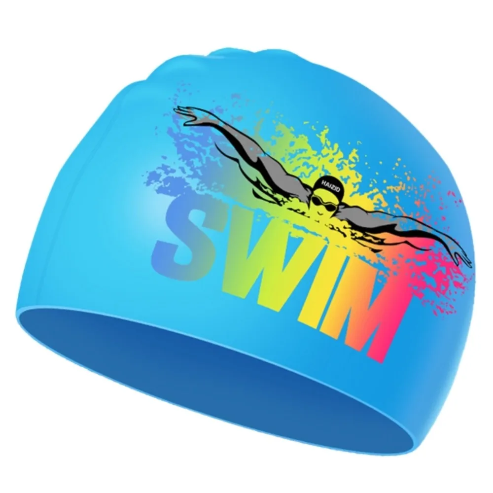 Lightweight Bathing Caps Letter Elastic Silicone Letter Swim Cap Elastic Diving Hat Silicone Swimming Hat Swimming Caps 4